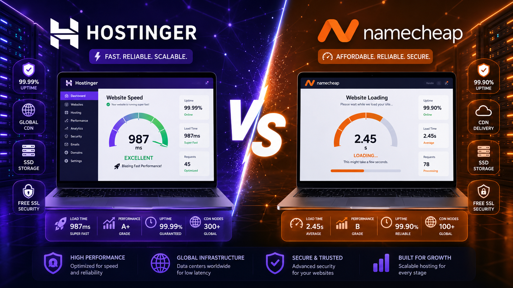 Hostinger Vs Namecheap Performance